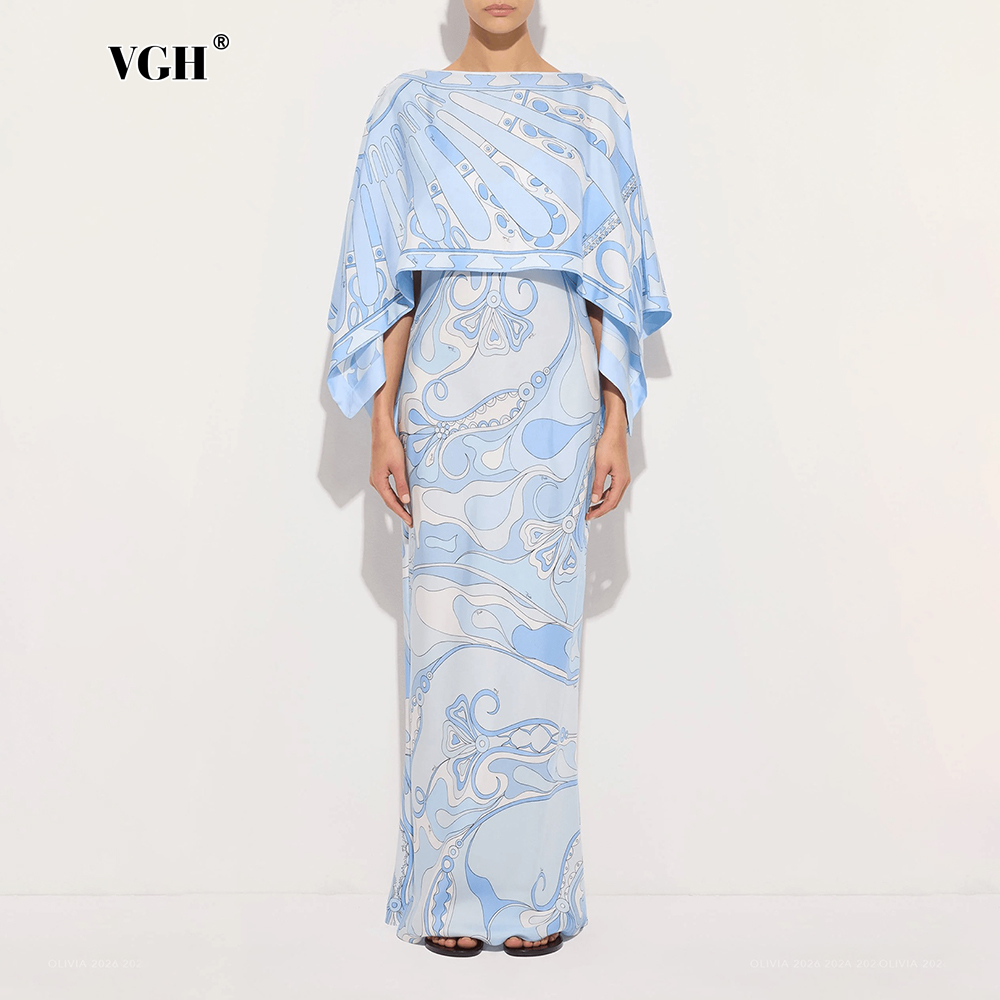 Women'S Formal Wear To A Wedding - VGH Light Blue Abstract Print Two
