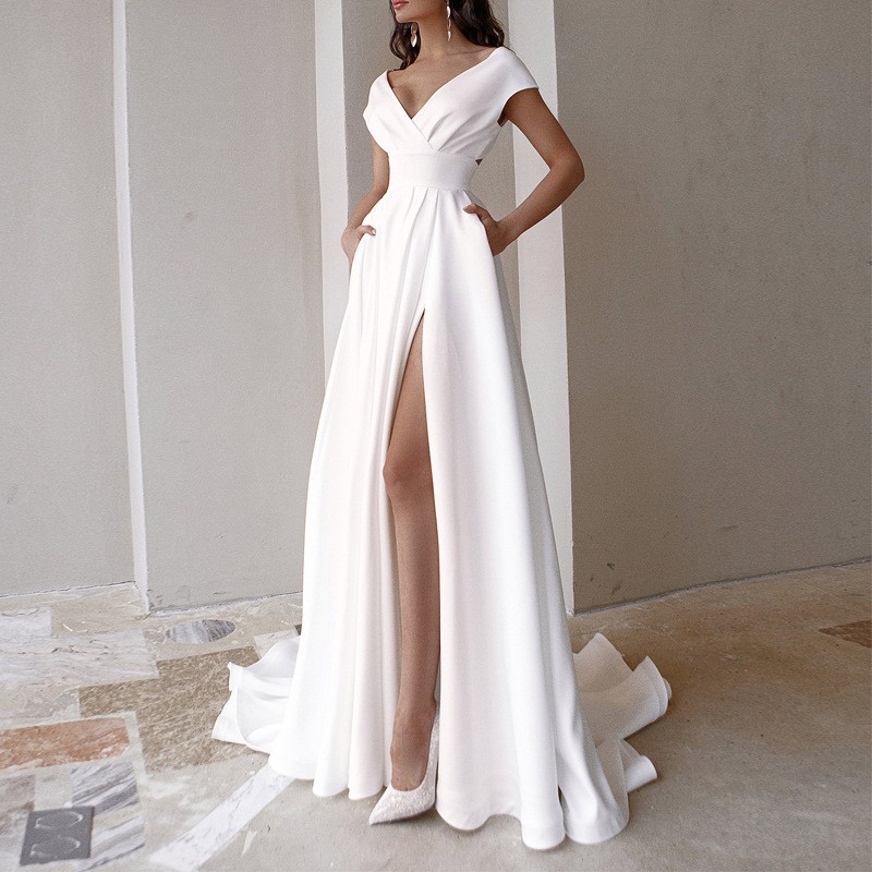 Women Formal Wear Black And White - New Elegant Floor Length Lady Dress