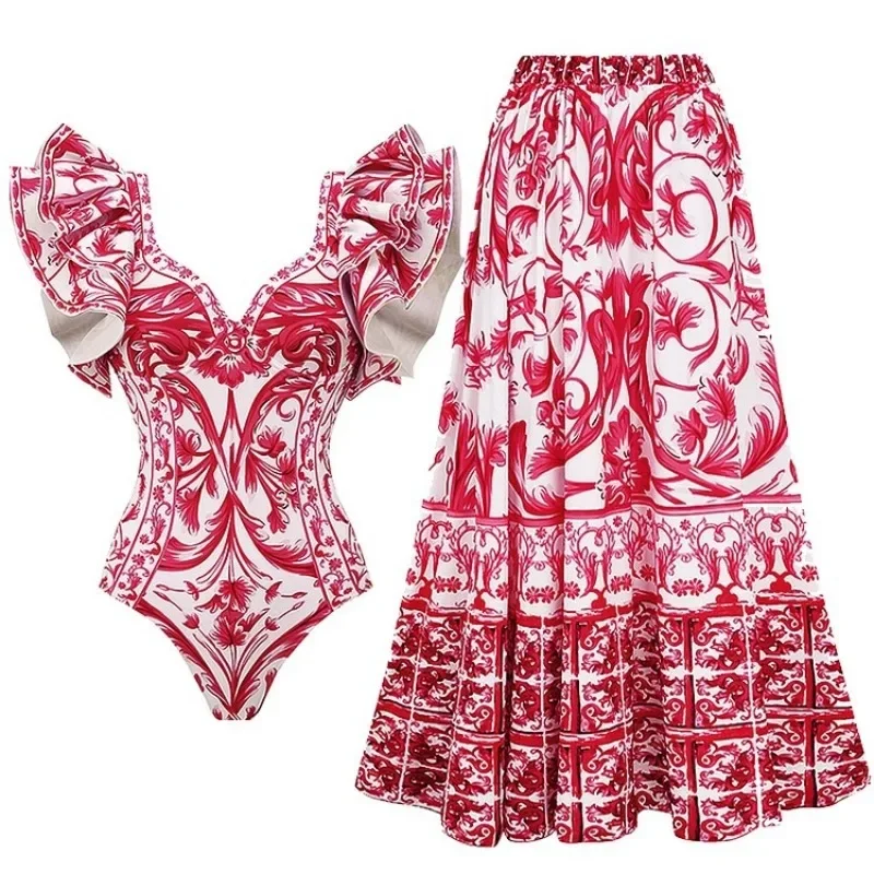 Printed One Piece Swimsuit for - đánh giá và giá Monochrome Suit Set