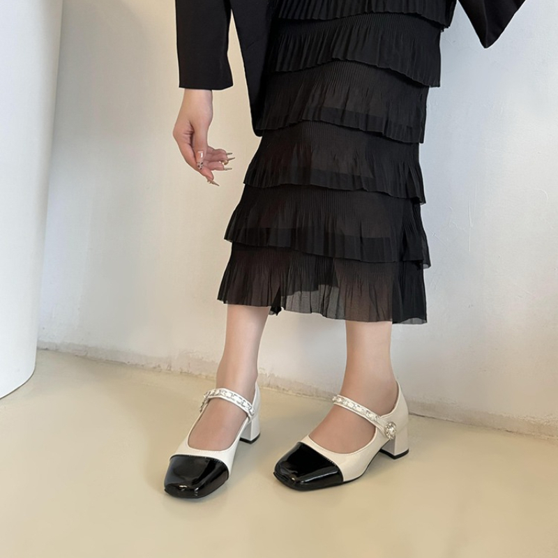 2026 Pearl Clasp Thick-Topped  - đánh giá và giá Women Formal Wear Black And White