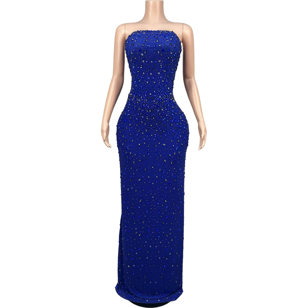 Sparkly Rhinestone Blue Strapl - đánh giá và giá Formal Wear Gowns For Women
